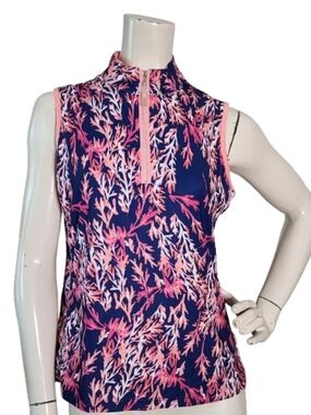 Coral Bay Golf Top Women's Petite S Sleeveless 1/4 Zip Pullover